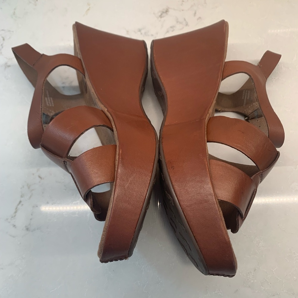 Kork-Ease Della Brown Leather Platform Sandals with Ankle Strap Size 10​ - Picture 2 of 7